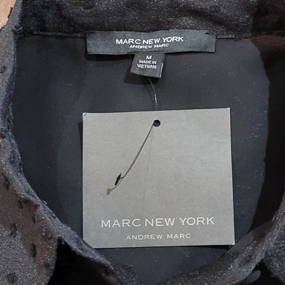 Andrew Marc New York swiss dot bubble sleeve semi sheer top medium NWT - Picture 5 of 5